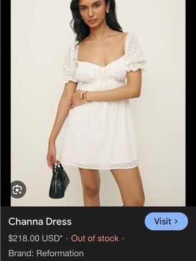 Reformation Channa White Swiss Dot Puff-Sleeve Mini Dress